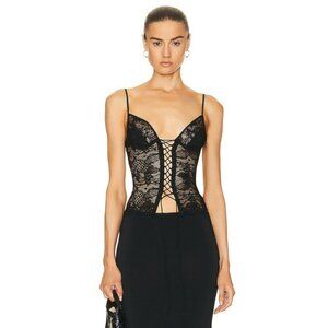 PRISCAVERA Lace Up Cami Top Black New Womens Sleeveless Tank